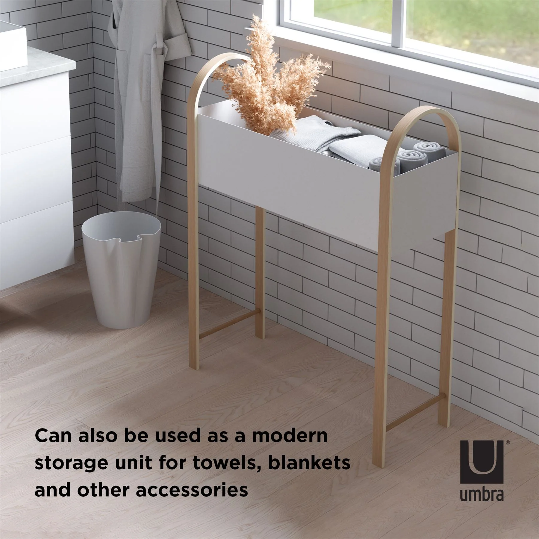 Umbra Bellwood Storage Box / Indoor Planter in White & Natural - Image 5